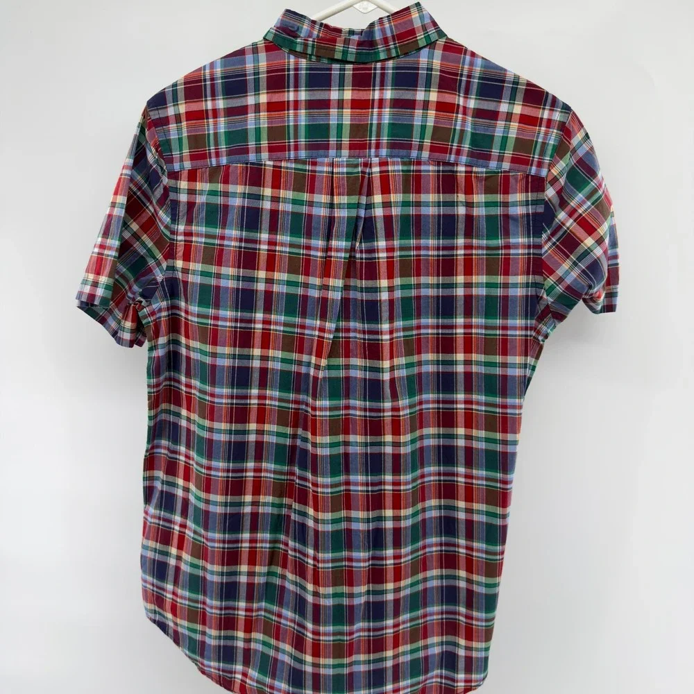 Ralph Lauren Kids Plaid Button Down Short Sleeve Shirt XL Natural Stretch Cotton